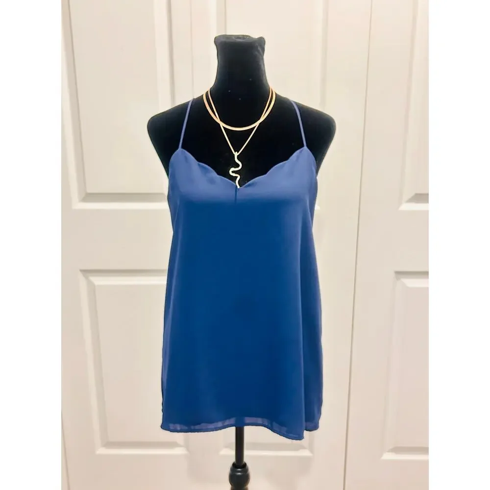 J. Crew Blue Scalloped Trim Racerback Camisole Tank Top Medium